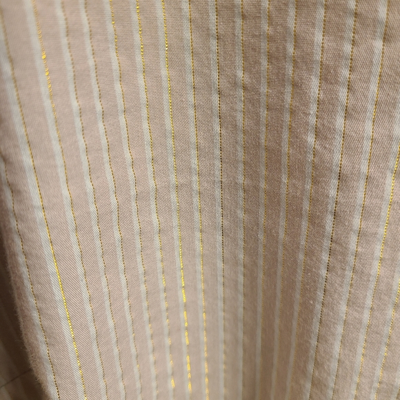 7th Avenue NY&C Button-Up, Blush Pink w/ White and Shimmer Pinstripes, Size XL - Picture 3 of 7